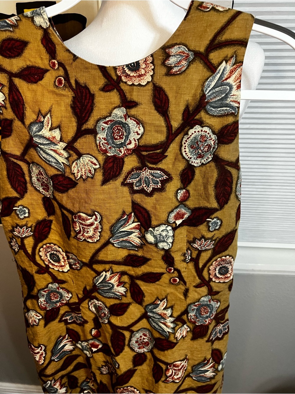 vintage neiman marcus exclusive Linen Brown Floral Sleeveless Dress Medium - Picture 5 of 12
